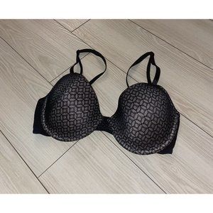 Maidenform R0673 Lined Underwire Bra Lace Floral Womens 34C Black